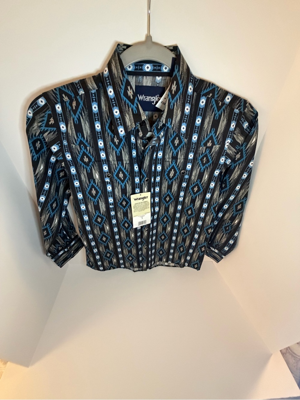Wrangler kids Blue and Black Aztec Print Button-Down Shirt